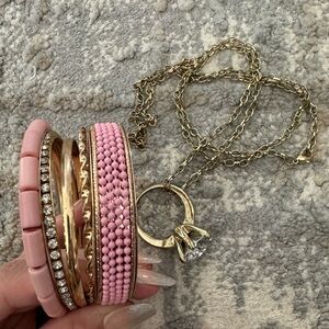 Pink and Gold Costume Jewelry